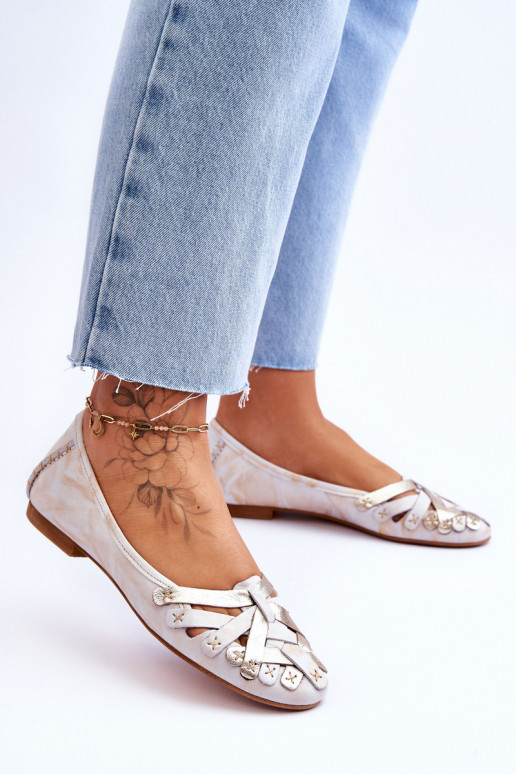 Sieviešu Balerīnas Tā irciejka 01358-22 smilšu krāsas-Zelta krāsas Sieviešu Balerīnas Tā irciejka 01358-22 smilšu krāsas-Zelta krāsas