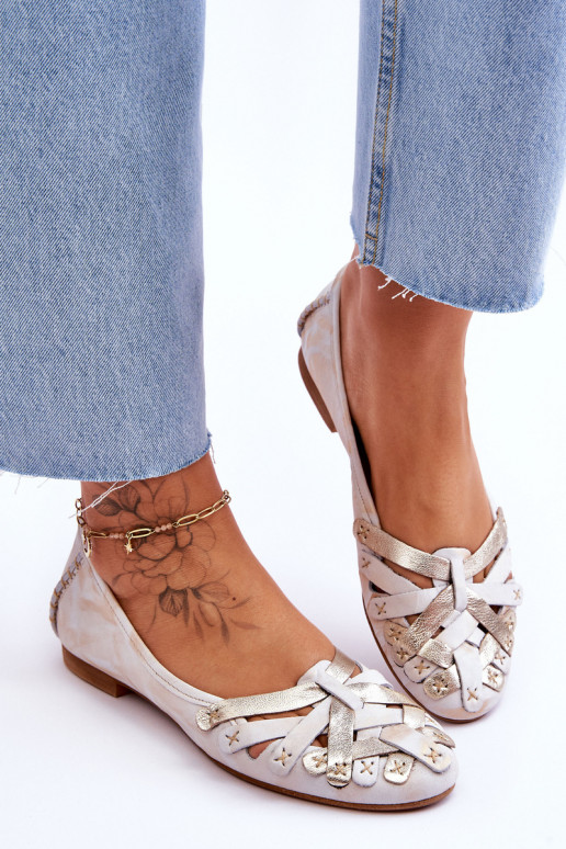 Sieviešu Balerīnas Tā irciejka 01358-22 smilšu krāsas-Zelta krāsas Sieviešu Balerīnas Tā irciejka 01358-22 smilšu krāsas-Zelta krāsas