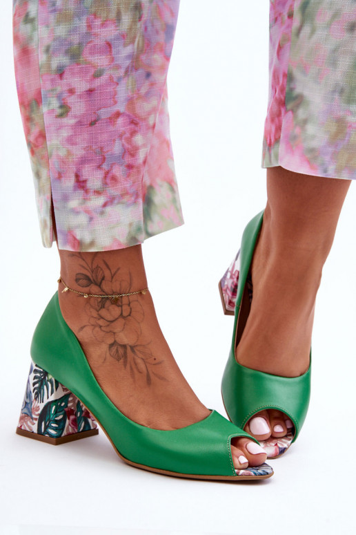 Āda Kurpes ar dekorētiem papēžiem Ļevskis Shoes 2608/K Zaļas krāsas