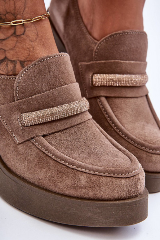 zamšādas apavi ar papēdi ar ornamentiem smilšu krāsas Lemar Gelanor