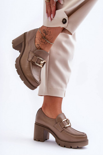 Eleganta stila apavi ar papēdi ar ornamentiem smilšu krāsas Lemar Harmell 2