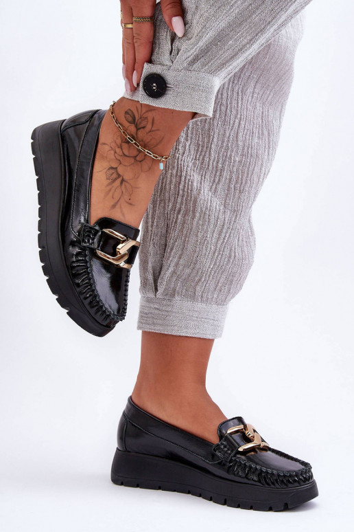 Āda Mokasīni ar platformu ar ornamentiem melnas krāsas Lemar Desmond Āda Mokasīni ar platformu ar ornamentiem melnas krāsas Lemar Desmond