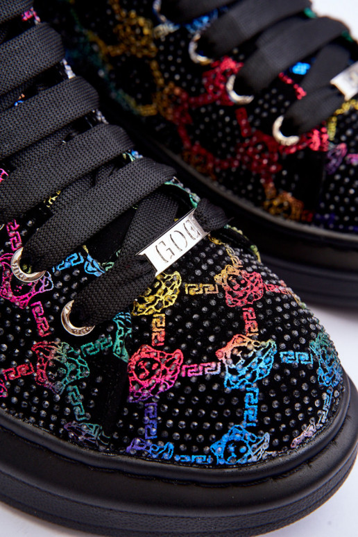 sporta apavi ar platformu Rhinestones GOE MM2N4009 melnas krāsas