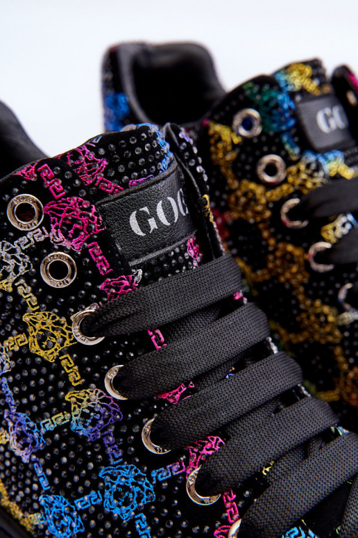 sporta apavi ar platformu Rhinestones GOE MM2N4009 melnas krāsas