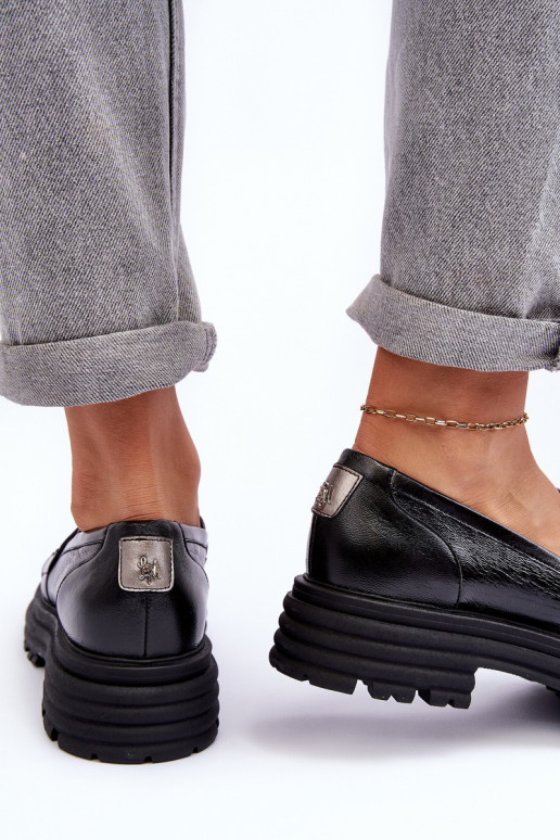 Ādas puszābaki ar masīvu zoli melnas krāsas Elkiza Ādas puszābaki ar masīvu zoli melnas krāsas Elkiza