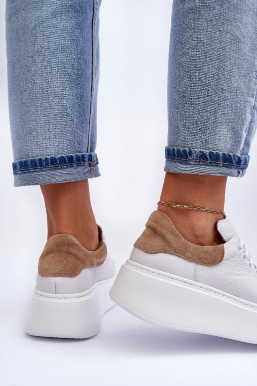 Sieviešu sporta apavi Āda uz ar platformus baltas krāsas Lemar 10150 Sieviešu sporta apavi Āda uz ar platformus baltas krāsas Lemar 10150