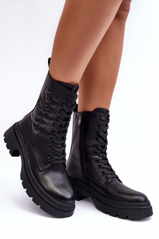 siltināti Āda zābaki Sieviešu puszābaki S.Barski MR870-25 melnas krāsas siltināti Āda zābaki Sieviešu puszābaki S.Barski MR870-25 melnas krāsas