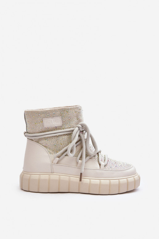 siltināti sniega apavi Dekorētas Ar rhinestones GOE MM2N4081 smilšu krāsas