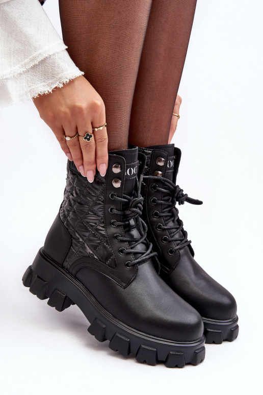 Āda zābaki ar platiem papēžiem GOE MM2N4021 melnas krāsas