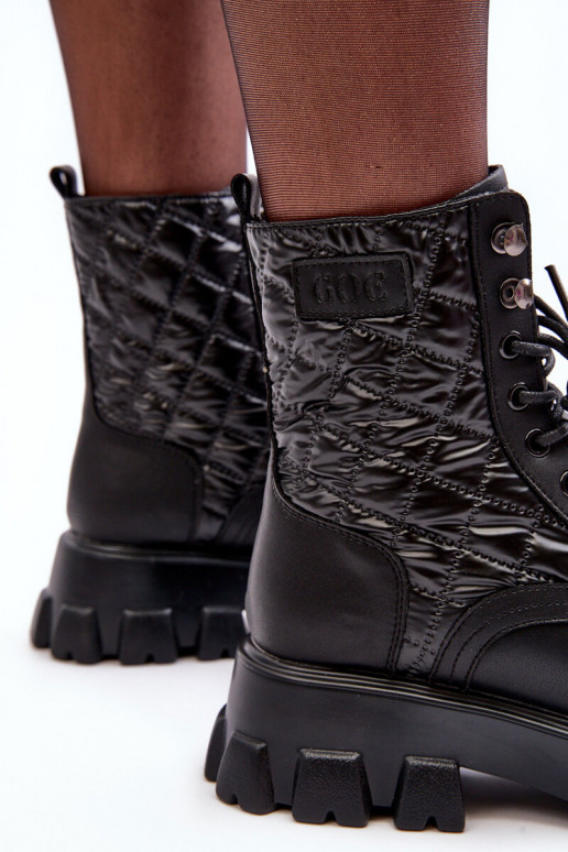 Āda zābaki ar platiem papēžiem GOE MM2N4021 melnas krāsas