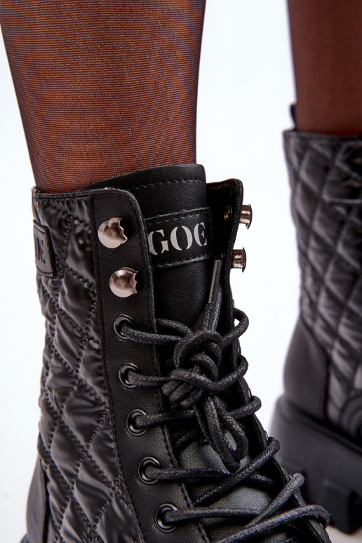 Āda zābaki ar platiem papēžiem GOE MM2N4021 melnas krāsas