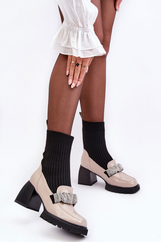 Sieviešu puszābaki No Skarpet ar papēdi smilšu krāsas S.Barski MR870-41 Sieviešu puszābaki No Skarpet ar papēdi smilšu krāsas S.Barski MR870-41