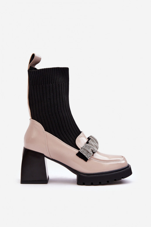 Sieviešu puszābaki No Skarpet ar papēdi smilšu krāsas S.Barski MR870-41 Sieviešu puszābaki No Skarpet ar papēdi smilšu krāsas S.Barski MR870-41