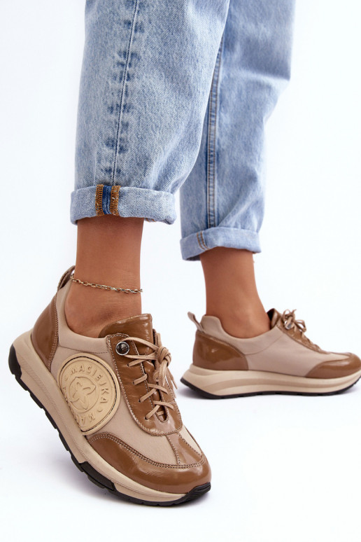 Sieviešu sporta apavi Āda Tā irciejka 06295-04 smilšu krāsas Sieviešu sporta apavi Āda Tā irciejka 06295-04 smilšu krāsas