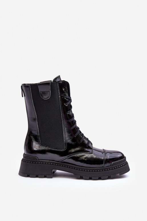 Āda Sieviešu zābaki šņorējami melnas krāsas Nicole 2836