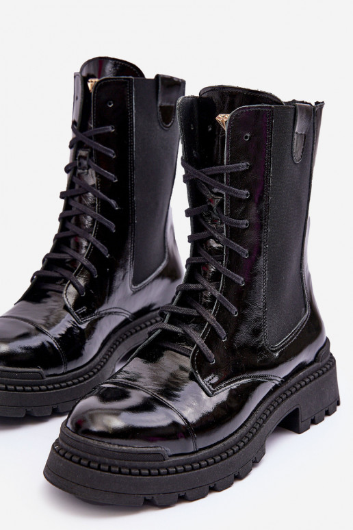 Āda Sieviešu zābaki šņorējami melnas krāsas Nicole 2836