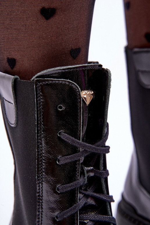 Āda Sieviešu zābaki šņorējami melnas krāsas Nicole 2836