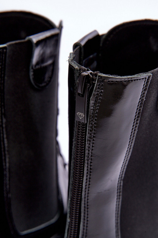 Āda Sieviešu zābaki šņorējami melnas krāsas Nicole 2836