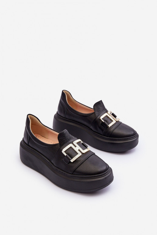 Āda apavi Sieviešu ar platformu melnas krāsas Ļevskis 3398/2 Āda apavi Sieviešu ar platformu melnas krāsas Ļevskis 3398/2