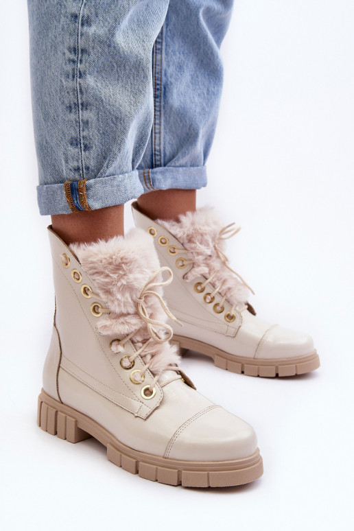 Āda Sieviešu puszābaki ar kažokādu Ziloņkaula krāsas Ļevskis 3296