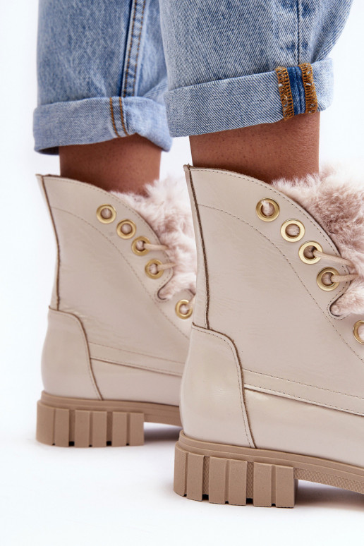 Āda Sieviešu puszābaki ar kažokādu Ziloņkaula krāsas Ļevskis 3296