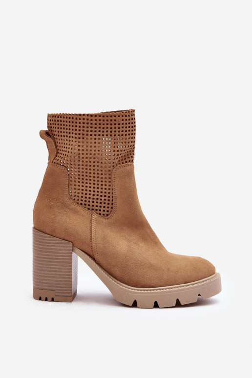 Ažūra zamšādas Sieviešu puszābaki brūnas krāsas Ļevskis 3386