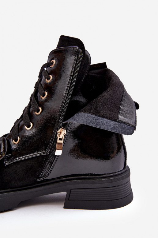 Stilīgasrnas Sieviešu Sieviešu puszābaki ar rāvējslēdzējiem Ar rotājumiem D&A MR870-76 melnas krāsas