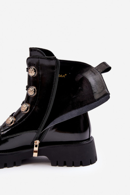 Sieviešu siltināti Sieviešu puszābaki Ar greznui Guzikami D&A MR870-51 melnas krāsas Sieviešu siltināti Sieviešu puszābaki Ar greznui Guzikami D&A MR870-51 melnas krāsas