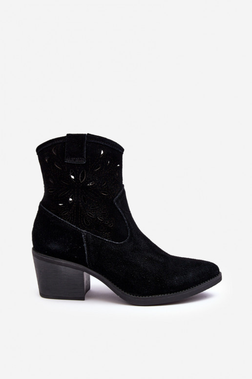 Zamšādas kurpes Kovboju zābaki Ažūrs D&A SN622-20 melnas krāsas Zamšādas kurpes Kovboju zābaki Ažūrs D&A SN622-20 melnas krāsas