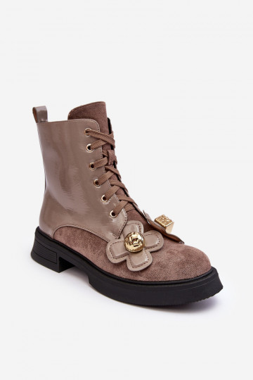 Stilīgasrnas Sieviešu Sieviešu puszābaki ar rāvējslēdzējiem Ar rotājumiem D&A MR870-76 Pelēkas krāsas-brūnas krāsas 2