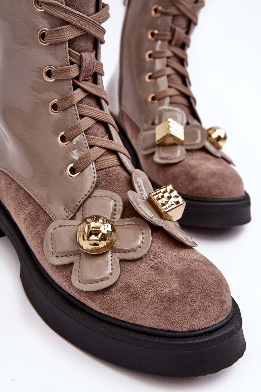 Stilīgasrnas Sieviešu Sieviešu puszābaki ar rāvējslēdzējiem Ar rotājumiem D&A MR870-76 Pelēkas krāsas-brūnas krāsas Stilīgasrnas Sieviešu Sieviešu puszābaki ar rāvējslēdzējiem Ar rotājumiem D&A MR870-76 Pelēkas krāsas-brūnas krāsas