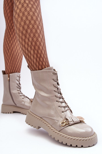 Sieviešu Laque zābaki ar ornamentiem D&A MR870-67 Pelēkas krāsas