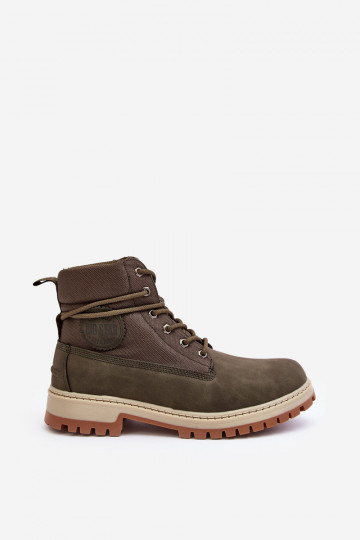 Vīriešiem Sieviešu puszābaki apavi Memory Foam Haki krāsas Big Star KK174205 2