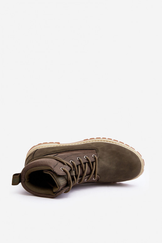 Vīriešiem Sieviešu puszābaki apavi Memory Foam Haki krāsas Big Star KK174205