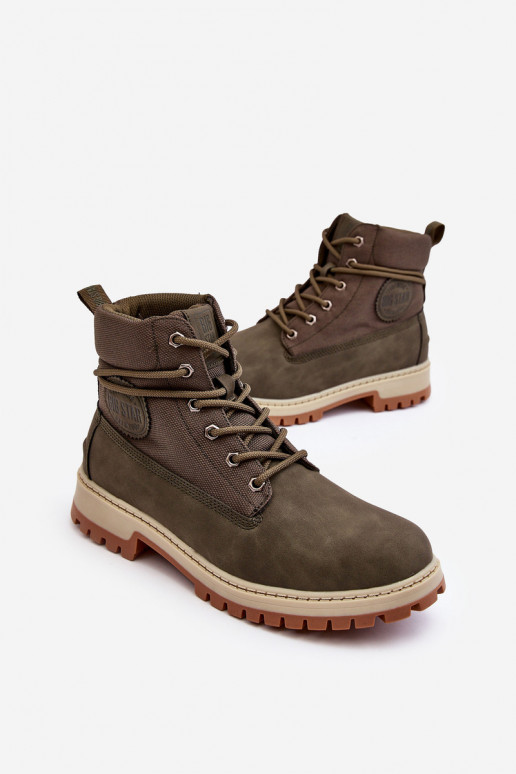 Vīriešiem Sieviešu puszābaki apavi Memory Foam Haki krāsas Big Star KK174205