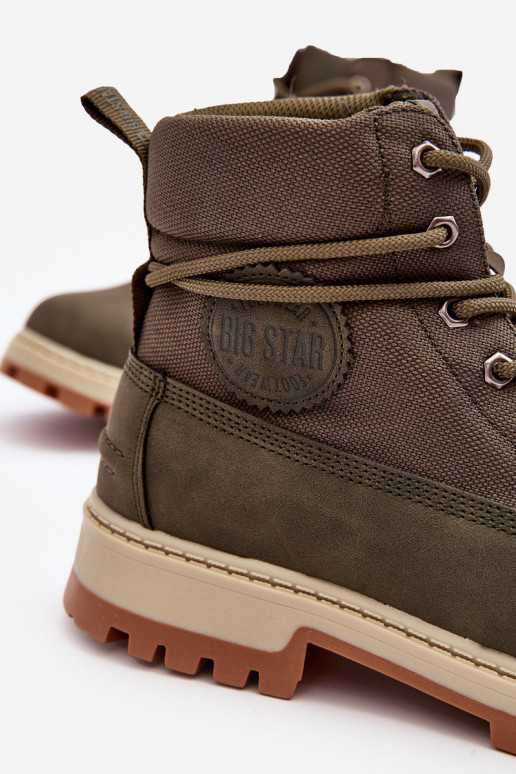 Vīriešiem Sieviešu puszābaki apavi Memory Foam Haki krāsas Big Star KK174205