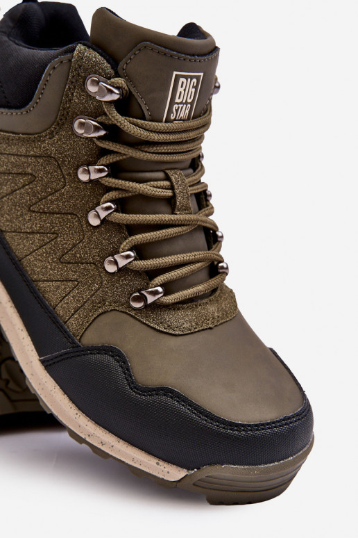 Sieviešu Siltināti pārgājienu zābaki Haki krāsas Big Star MM274480