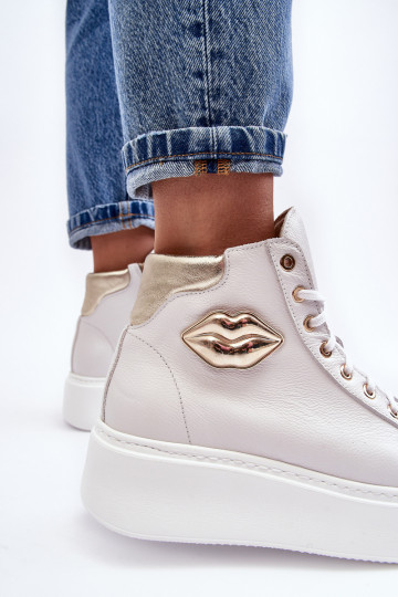 sieviešu puszābaki Augsts ar rāvējslēdzējiem Lemar baltas krāsas Katerin