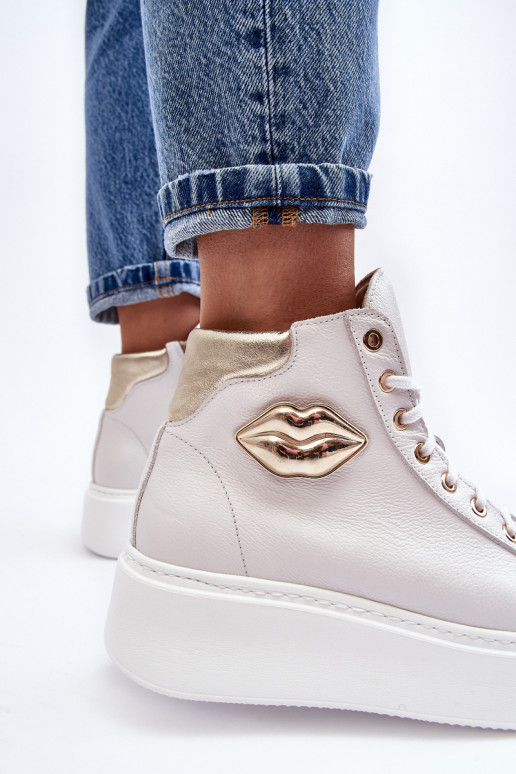 sieviešu puszābaki Augsts ar rāvējslēdzējiem Lemar baltas krāsas Katerin