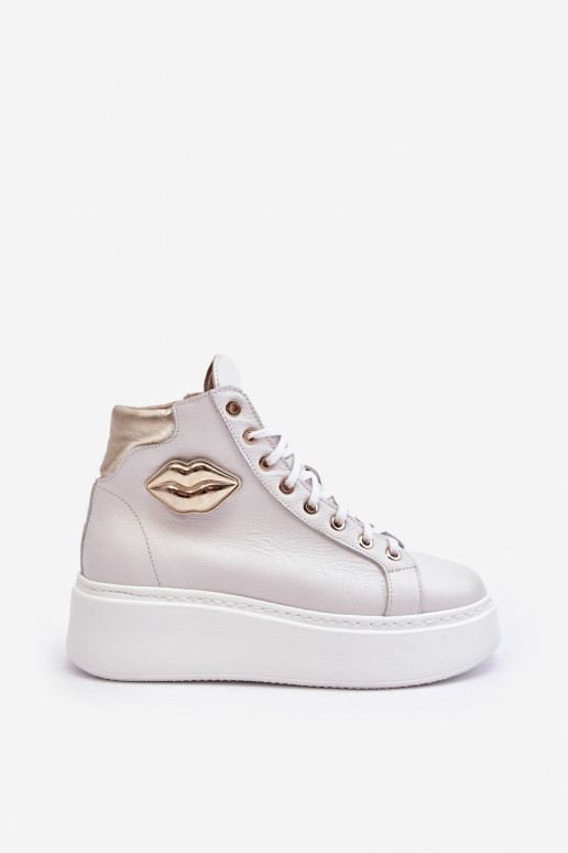 sieviešu puszābaki Augsts ar rāvējslēdzējiem Lemar baltas krāsas Katerin