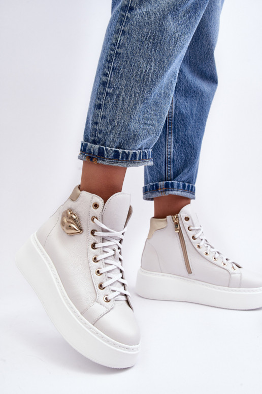 sieviešu puszābaki Augsts ar rāvējslēdzējiem Lemar baltas krāsas Katerin