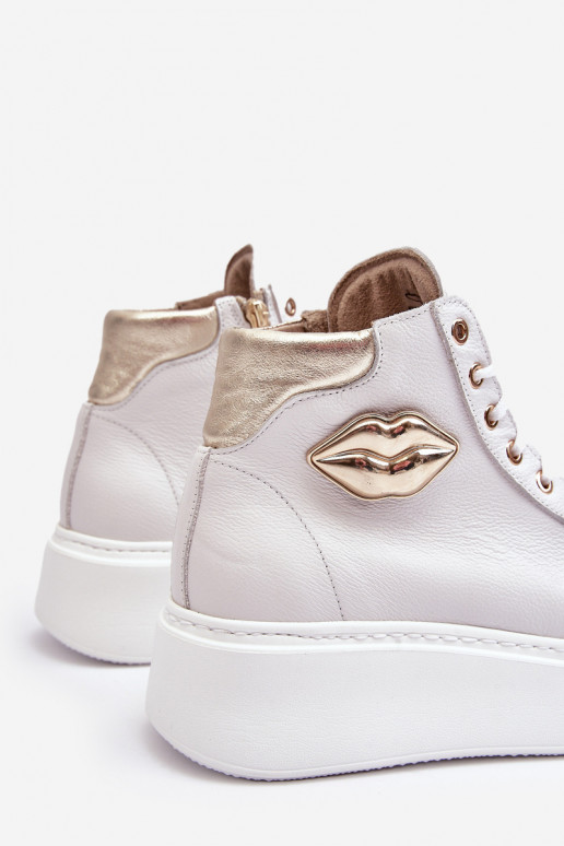 sieviešu puszābaki Augsts ar rāvējslēdzējiem Lemar baltas krāsas Katerin