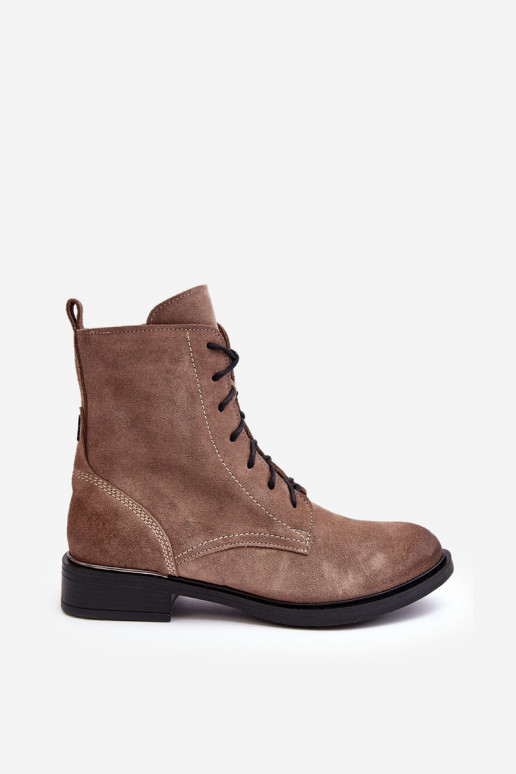 Ērti zamšādas siltināti Sieviešu puszābaki brūnas krāsas Lemar Revin