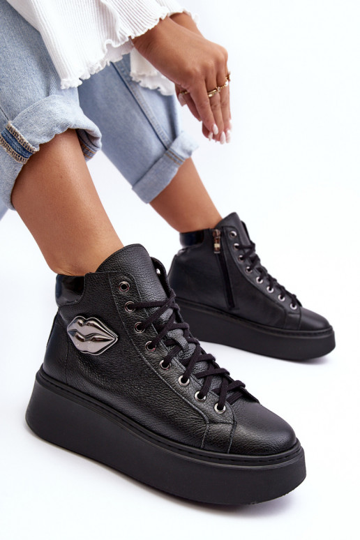 sieviešu puszābaki Augsts ar rāvējslēdzējiem Lemar melnas krāsas Katerin sieviešu puszābaki Augsts ar rāvējslēdzējiem Lemar melnas krāsas Katerin