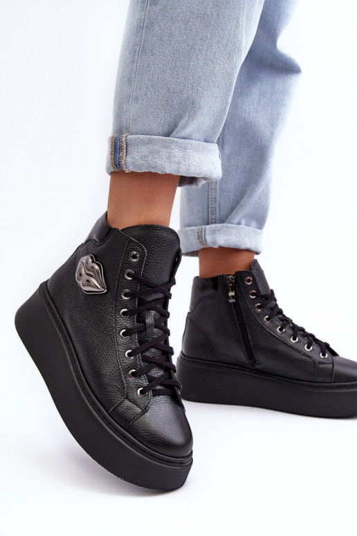 sieviešu puszābaki Augsts ar rāvējslēdzējiem Lemar melnas krāsas Katerin sieviešu puszābaki Augsts ar rāvējslēdzējiem Lemar melnas krāsas Katerin