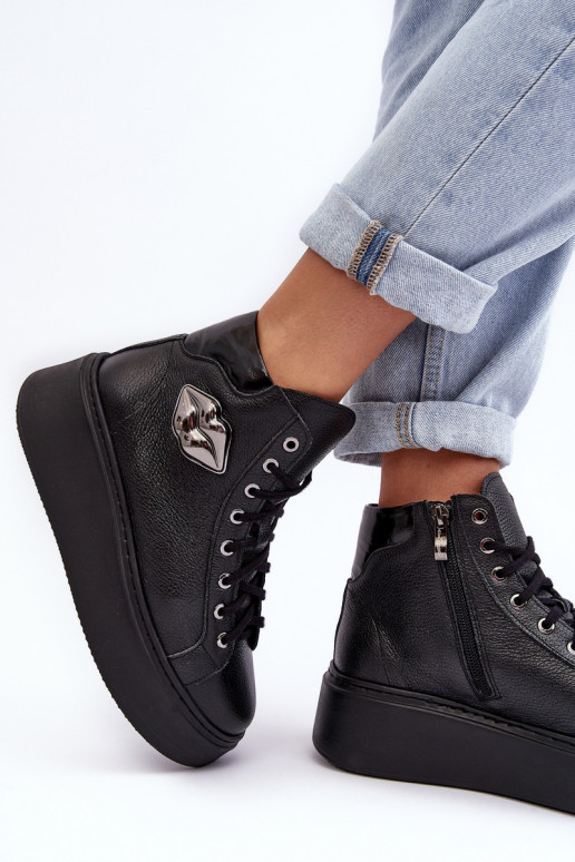 sieviešu puszābaki Augsts ar rāvējslēdzējiem Lemar melnas krāsas Katerin sieviešu puszābaki Augsts ar rāvējslēdzējiem Lemar melnas krāsas Katerin