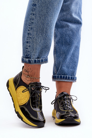 Sieviešu sporta apavi Āda Tā irciejka 06295-01 Melns-Dzelteni