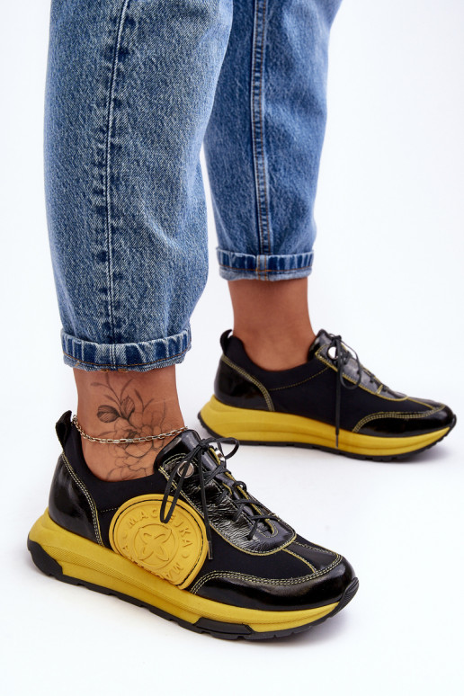 Sieviešu sporta apavi Āda Tā irciejka 06295-01 Melns-Dzelteni