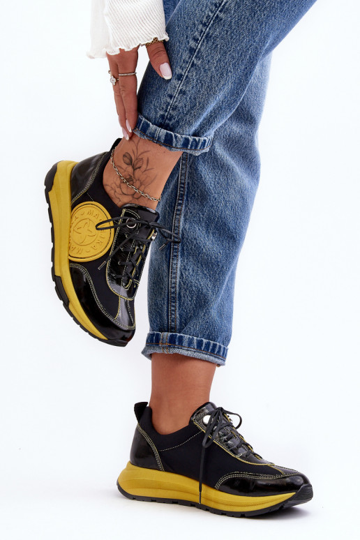 Sieviešu sporta apavi Āda Tā irciejka 06295-01 Melns-Dzelteni