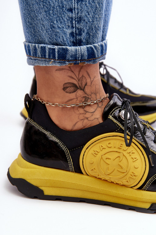 Sieviešu sporta apavi Āda Tā irciejka 06295-01 Melns-Dzelteni